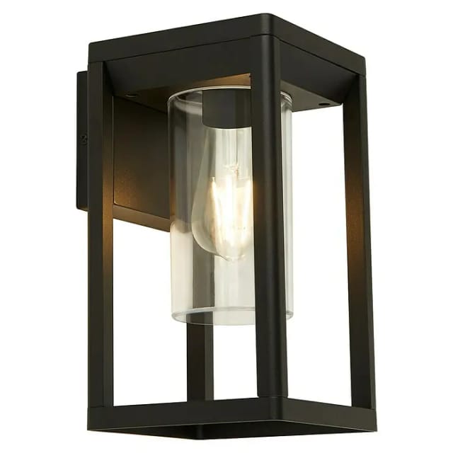 Searchlight - Außenleuchte Wandlampe Hauswandleuchte Alu E27 Schwarz Matt Klar Gartenleuchte