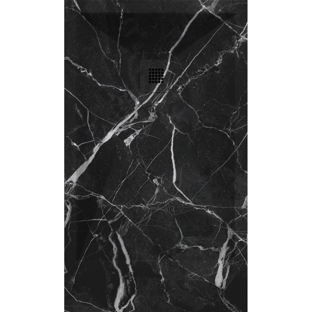 Stano. - Mineralguss-duschwanne Extra Flach Dekor Marquina Schwarzes Marmor 80x150 Cm
