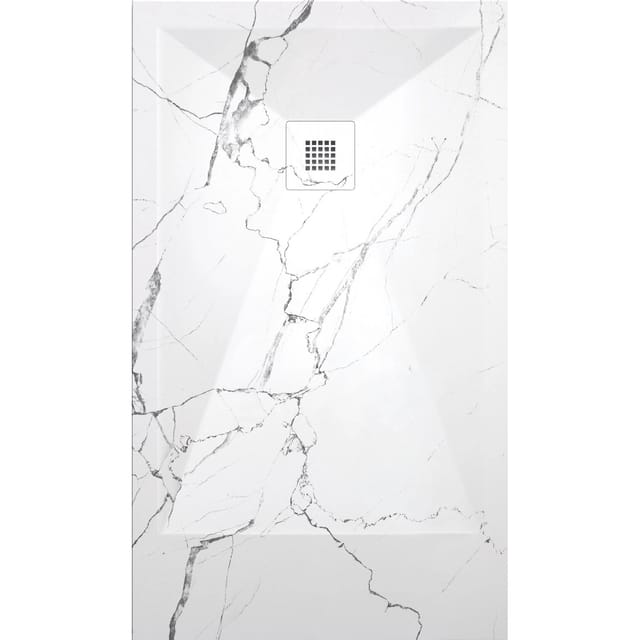 Mineralguss-duschwanne Extra Flach Dekor Arabesco Weißes Marmor 70x140 Cm