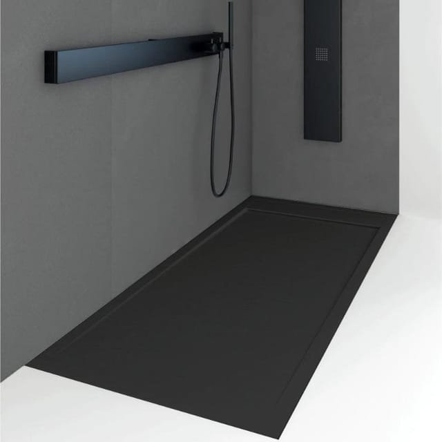 Stano. - Mineralguss-duschwanne Extra Flach Quore Schieferoptik Schwarz 70x150cm