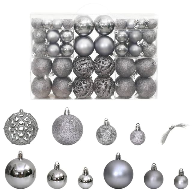 Weihnachtskugeln 100 Stk. Grau 3 / 4 / 6 Cm Vidaxl