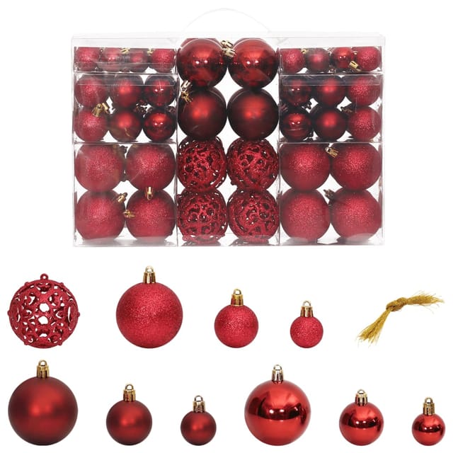 Prolenta Premium Weihnachtskugeln 100 Stk. Weinrot 3 / 4 / 6 Cm