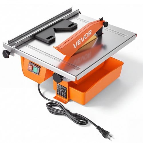 VEVOR Fliesenschneidmaschine 180 mm Diamantscheibe Fliesenschneider 600 W, zum Schneiden von Fliesen & Steinen, 0-45° Einstellbarer Gehrungsschnitt, 3000 U/min, Abnehmbarer Wasserbehälter, Nassschnitt