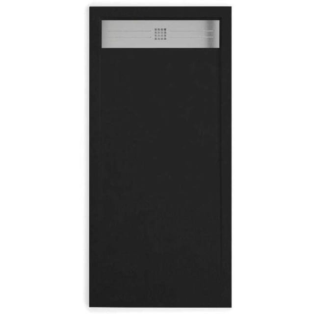 Stano. - Mineralguss-duschwanne Extra Flach Elite Schieferoptik Schwarz 80x200cm Ablaufschutz In Chrom