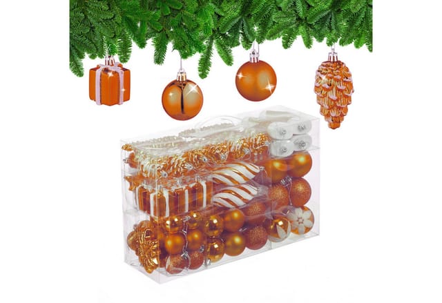 Relaxdays Weihnachtskugeln 72er Set Polystyrol Orange mit Bändchen 24 x 38 x 12 cm 780 g