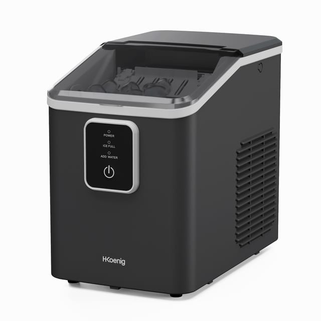 H.Koenig Eiswürfelmaschine KUB12 – 12 kg in 24 Stunden, 2 Eiswürfelgrößen, tragbar, kompakt, leise, 1 l, Eiswürfel in 6 Minuten, Eisschaufel