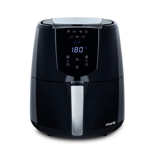H.Koenig Elektrische Fritteuse FRY800, 1400 W, 4 L, bis zu 200°C, Kunststoff, Schwarz