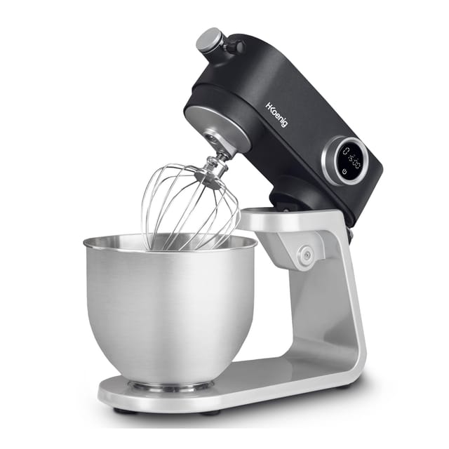 H.Koenig KM120 Küchenmaschine, professionell, multifunktionell, 5 l, Edelstahl, Mattgrau, leistungsstark, 800 W, 8 Geschwindigkeitsstufen