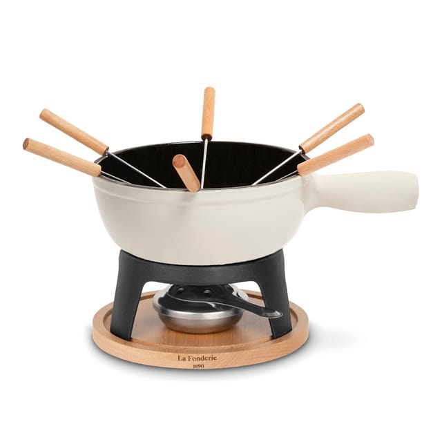 La Fonderie 1890 6-Personen Mont Blanc Fondue-Set aus Gusseisen, Käse- und Schokoladenfondue, 6 Gabeln Kapazität 1.8L