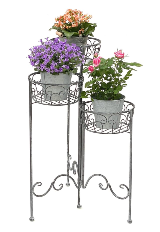 Dandibo - Blumentreppe Metall Rund 75 Cm Blumenständer Mit 3 Körbe 96012 Blumenständer Blumensäule Pflanzenständer