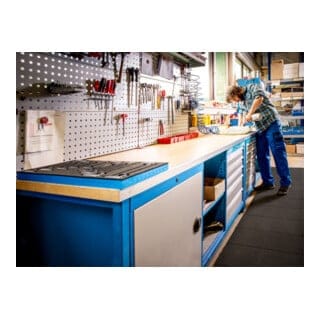 Bedrunka+Hirth Kastenwerkbank Tiefe 600mm R 18-16 und R 24-16 Schubladen 10 Flügeltüre 1 Fachboden