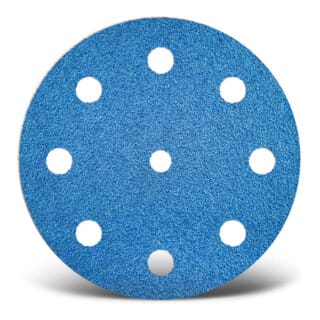 Blue Klett-schleifscheiben, 125 Mm, 9-loch, F. Exzenterschleifer, Zirkonkorund (25 Stk.) K120 - Menzer