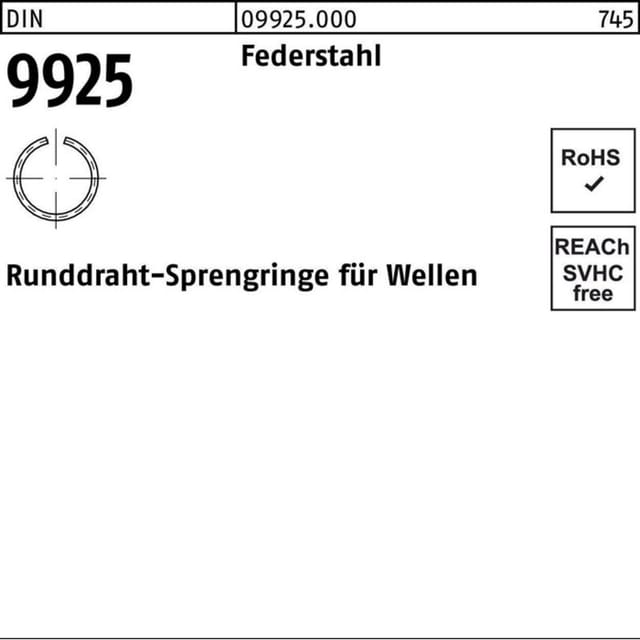 Din 9925 Sprengring Federstahl-draht 20 1000 Stk