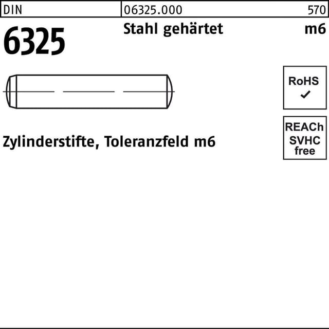 Zylinderstift Din 6325 5 M6 X 28 Stahl Gehärtet Toleranz M6 Din 6325