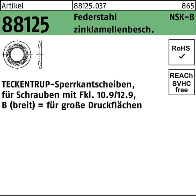 Teckentrup - Art 88125 Sperrkantscheiben C 60 Flznnc Nsk-b 6 Flznnc S 1000 Stk