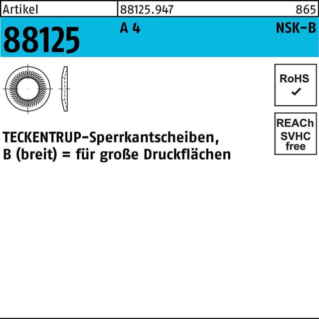 Teckentrup - Sperrkantscheibe R 88125 Nsk-b 6 A 4