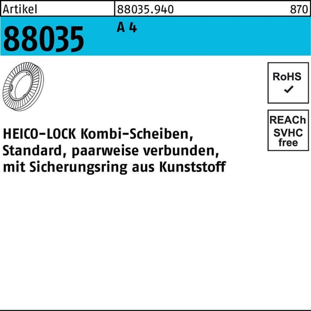 Kombischeibe R 88035 Hks-12s A 4 200 Stück Heico 200 Stk