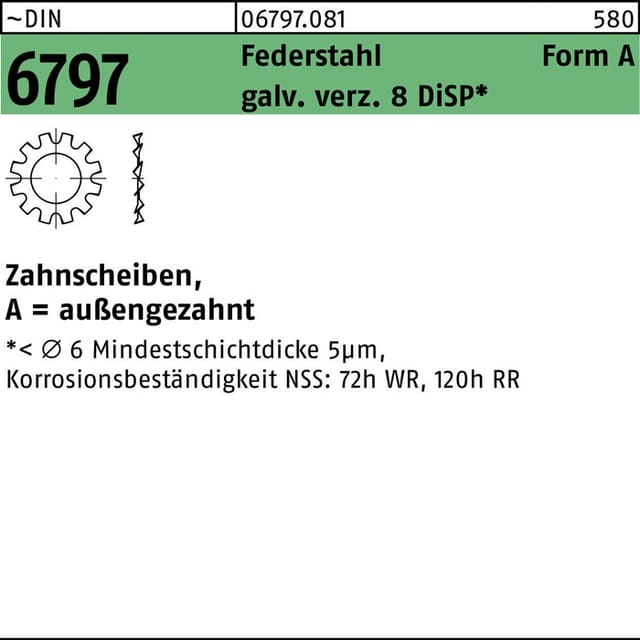 Din 6797 Federstahl A 5,3 Gal Zn Disp (dickschichtpass.) Gal Zndi K 500 Stk