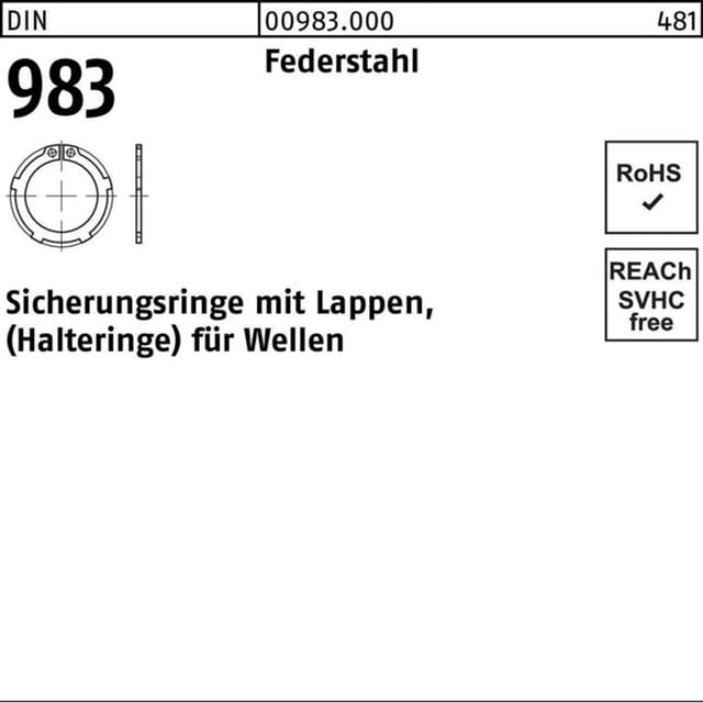 Din 983 Sicherungsring Federstahl 40 X 1,75 100 Stk
