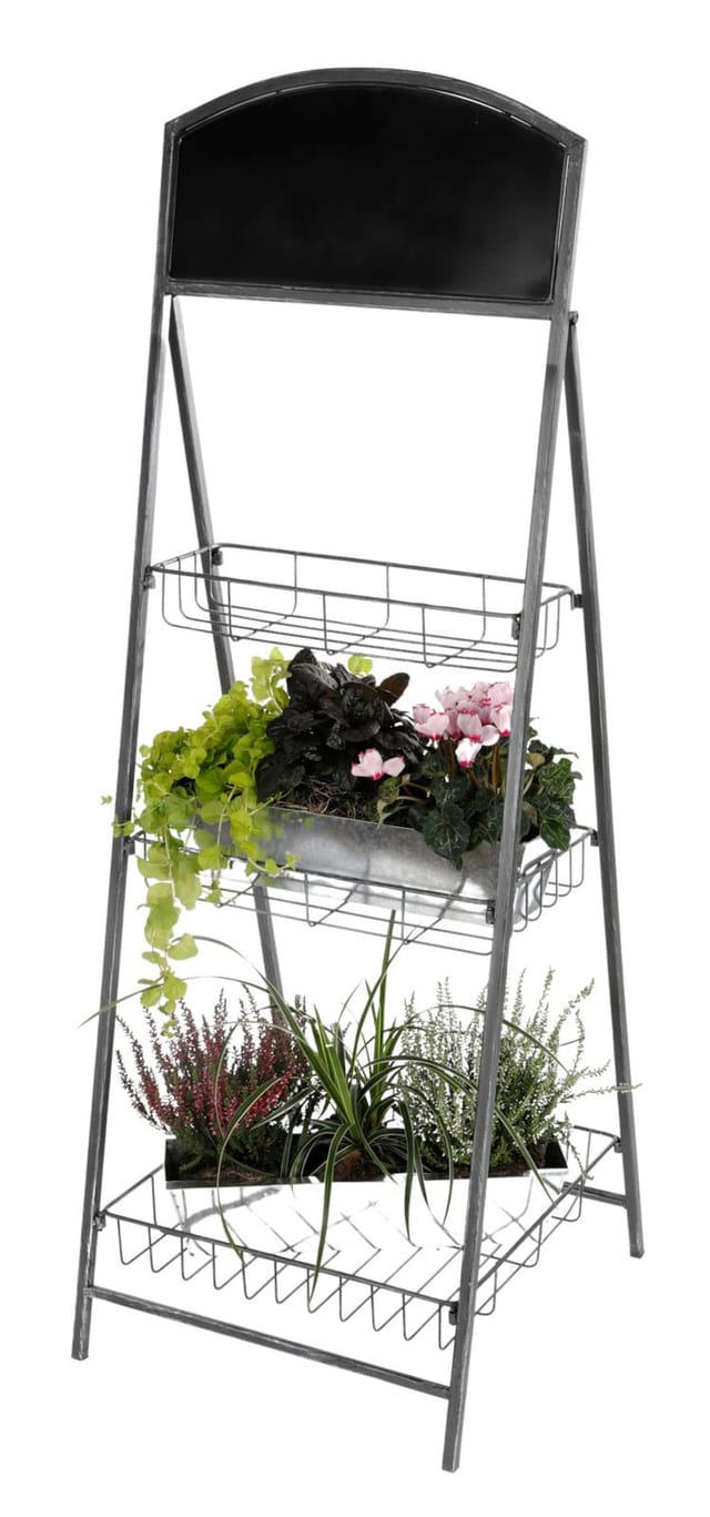 Buri - Metallständer Für Blumen Küchenregal Vintage Grey Garten Metallregal