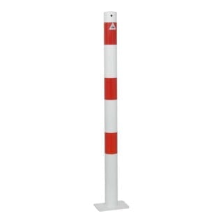 Schake Absperrpfosten Aus Stahlrohr Verzinkt Ø42x2,5mm Mit Aufgeschweißter Stahlkappe 900mm Überflur Für Dübelbefestigung 100x150mm Ohne Ösen