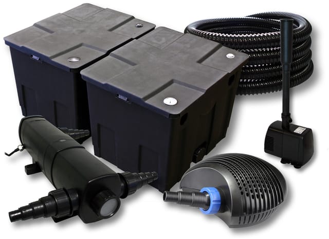 Sunsun - Komplettset: Cbf-350b Teichfilter Bis 60000 L Teichfilteranlage, Ctf-6000 Teichpumpe 6000l/h 40w, Cuv-236 Teichklärer 36w, 25m Teichschlauch 25 Mm, Hj-943 Springbrunnen 800l/h 16w
