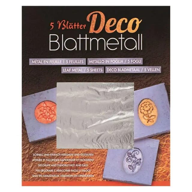 Glorex Blattmetall Silberfarben 14 X 14 Cm, 5 Blatt Blattmetall