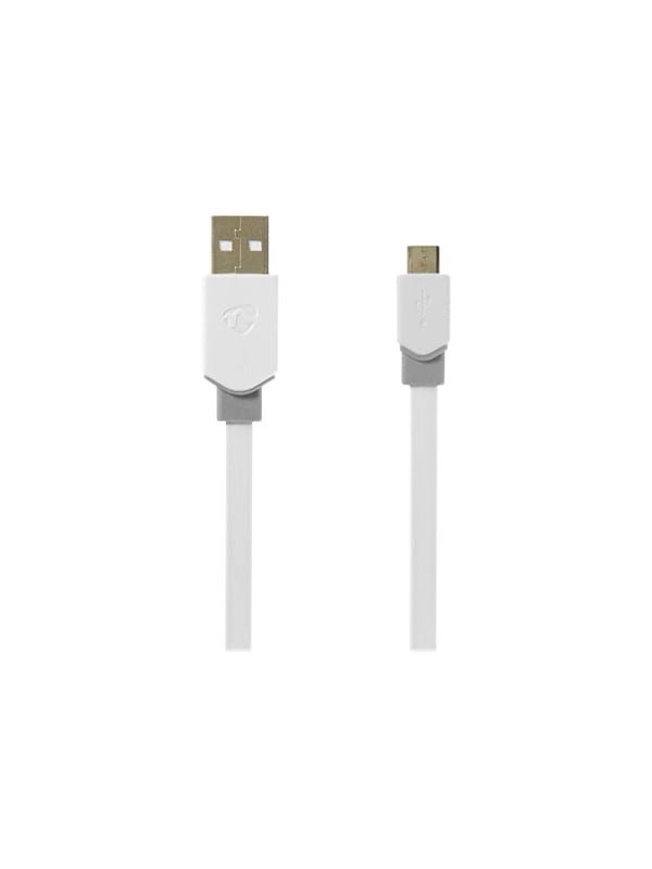 Nedis - Usb Kabel Usb 20 Usb A Stecker Usb Micro B Stecker 480 Mbps Vergoldet 100 M Flach Pvc Wei Box Mit Fenster