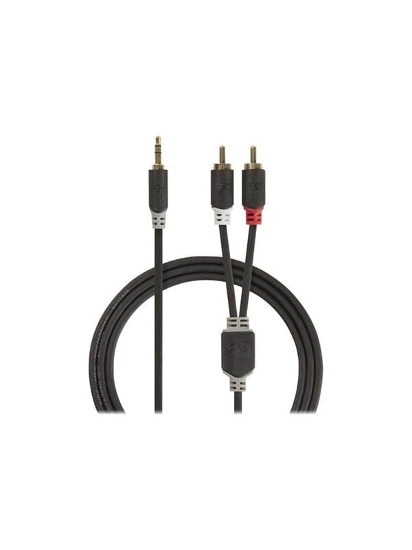 Nedis - Stereo Audiokabel 35 Mm Hane 2x Rca Hane Guldplaterad 100 M Rund Anthrazit Lada