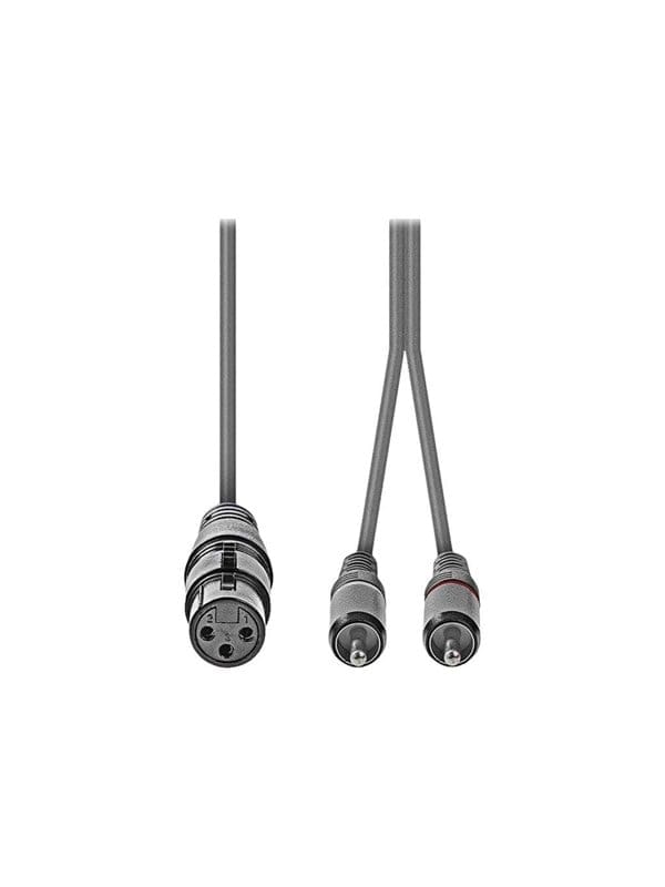Nedis - Symmetrisches Audiokabel Xlr 3 Polige Buchse 2x Rca Stecker Vernickelt 150 M Rund Pvc Dunkelgrau Papphulle