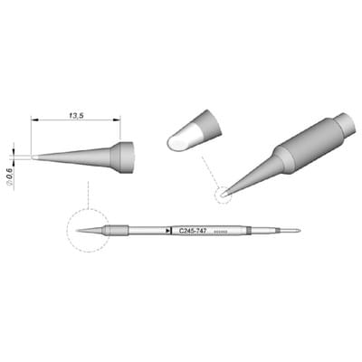 Jbc - Lötspitze Serie C245, Rundform, C245747/ø 0,6 Mm, Abgeschrägt