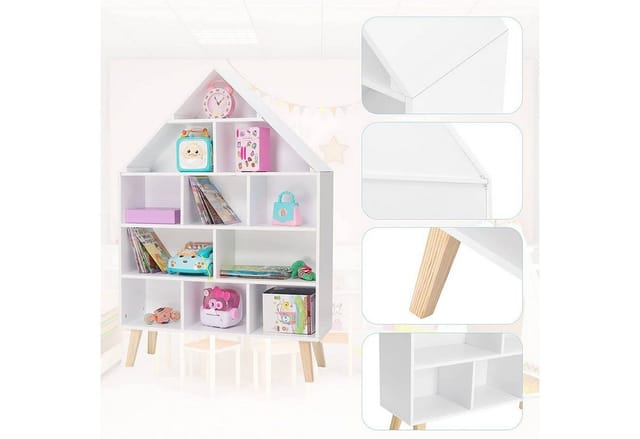 Kinder Bücherregal Hausform Kinderregal Mit 5 Ebenen Weiß - Woltu