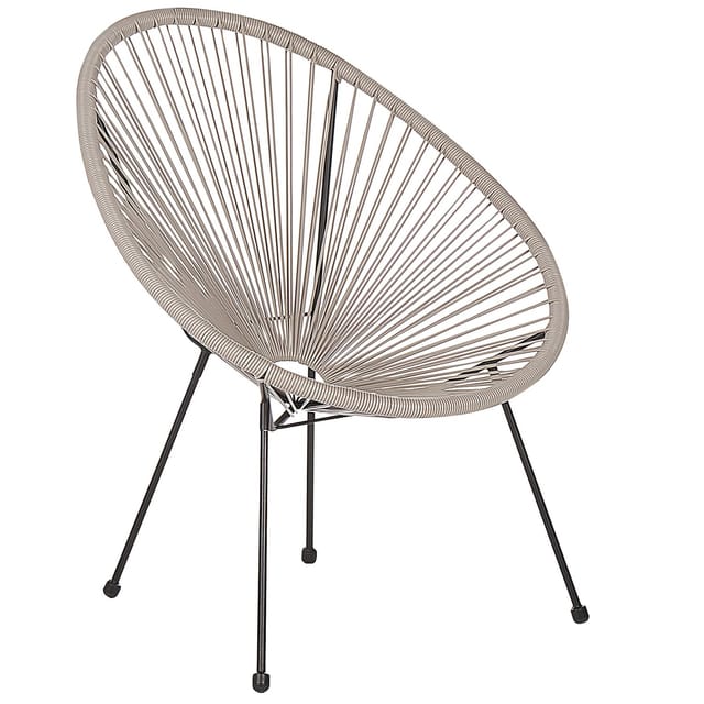 Beliani - Balkonstuhl Hellgrau Polyrattan Spaghetti-optik Modern Mexikanischer Stil Outdoor Balkon Terrasse Garten Möbel