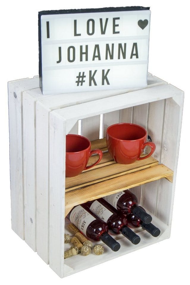 Kistenkolli Altes Land - 6er Set'johanna' Weiss Mit Geflammter Einlage 'quer'