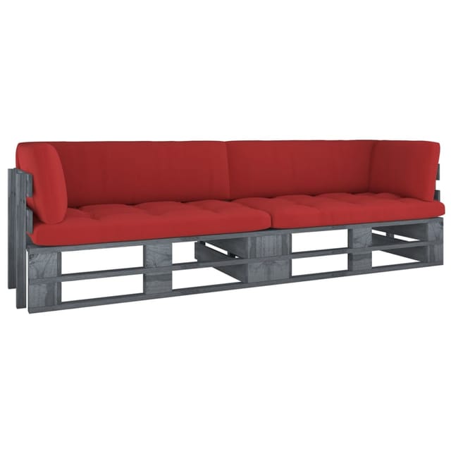 2-sitzer-palettensofa Mit Kissen Grau Imprägniertes Kiefernholz Vidaxl