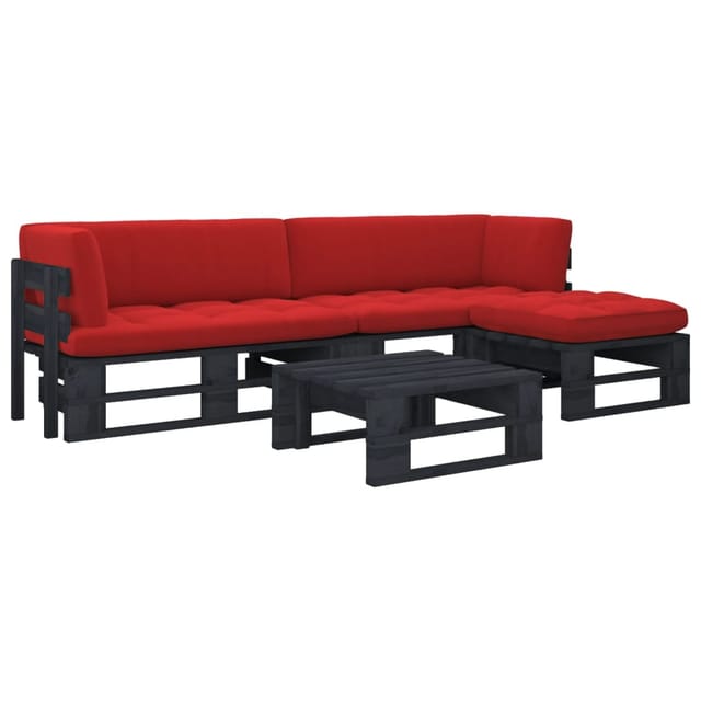 4-tlg. Paletten-lounge-set Schwarz Imprägniertes Kiefernholz Vidaxl