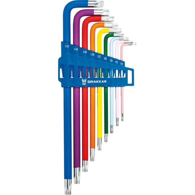 Extra Lange Torx-winkelschlüssel Mit Bohrung Von Tt10 Bis Tt50 Drakkar Tools - 68424