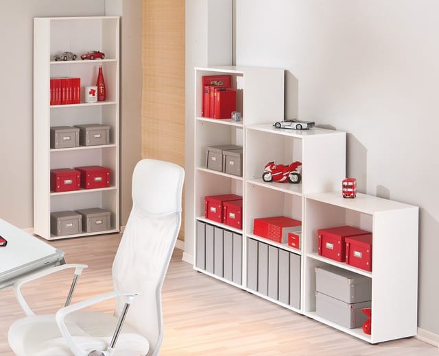 Inter Link - Bücherregal Mit Vier Regalen, Weiße Farbe, 60 X 145 X 30 Cm