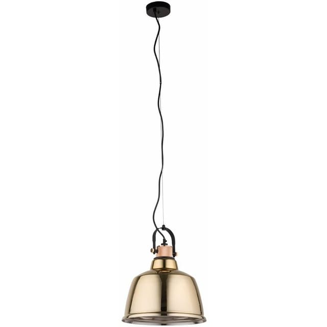 Hängelampe In Gold Metall Glas E27 Ø30cm Rund