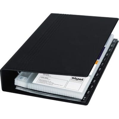 Sigel - Visitenkartenringbuch 14,7 X 26,5 Cm (b X H) A-z Werkstoff: Kunststoff Schwarz 25 Hüllen