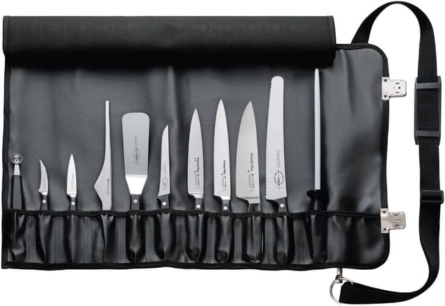 F.dick - Rolltasche Lederoptik 11-teilig + Küchenmesser Fruchtausstecher Gabel