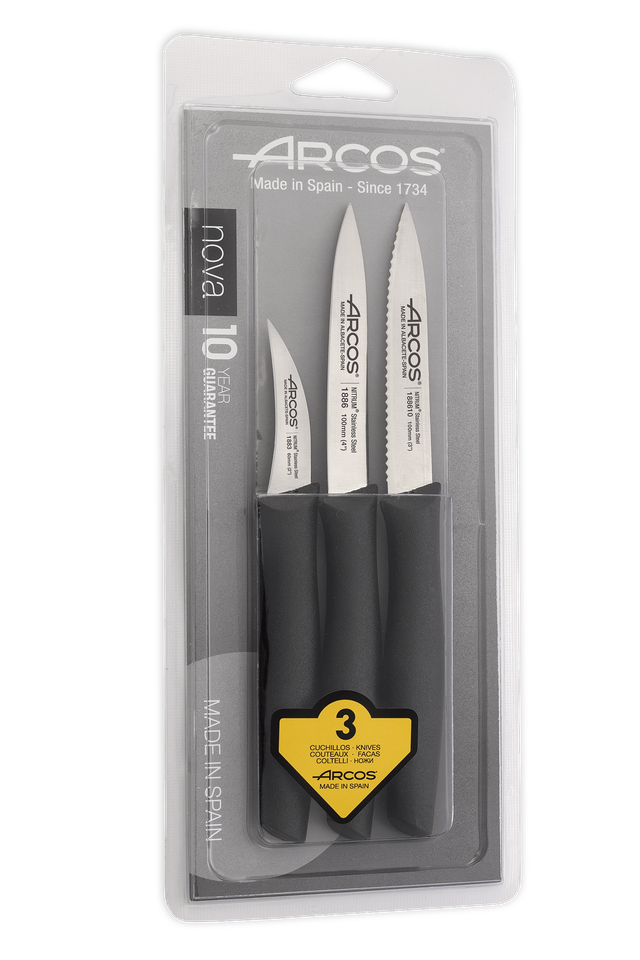 Fp - Messerset Mondadores Arcos Nova 189500 Edelstahl Nitrum Und Mango Schwarz Polypropylen 6 Stück In Blisterverpackung