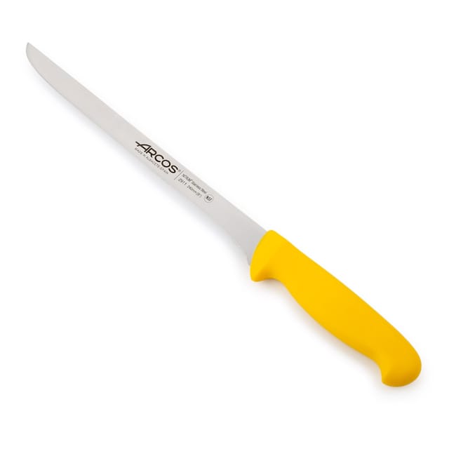 Schinkenmesser Arcos 2900 - Prof 291100 In Edelstahl Nitrum Und Mango Ergonomische Gelbe Polypropylenklinge Und 24 Cm Klinge, Schaukasten