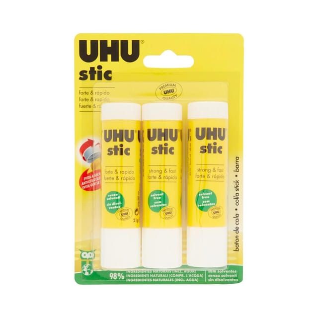 Klebestift Uhu Pack 3 Weiße 21 Gramm Schnell Trocknend