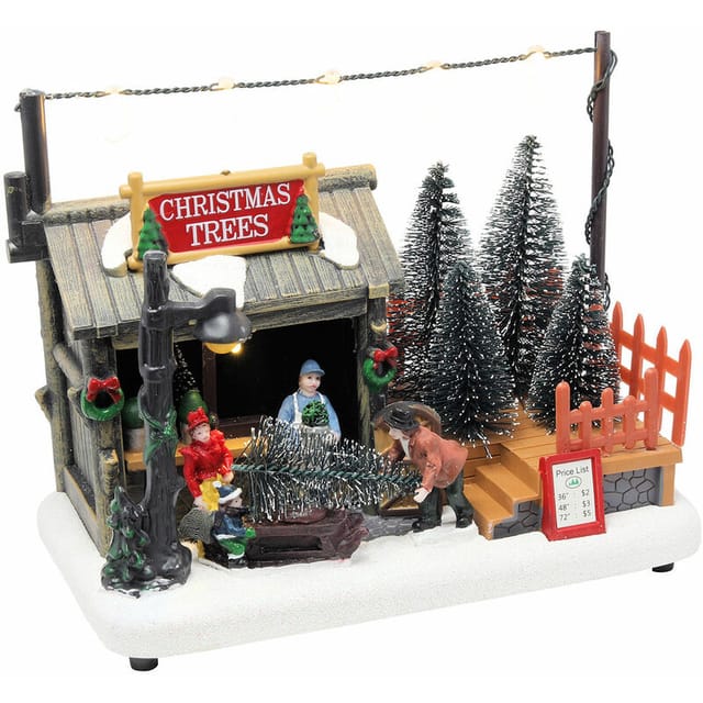 Kleiner Weihnachtsbaum Verkaufsstand - 18,5 Cm - Mit Led Beleuchtung