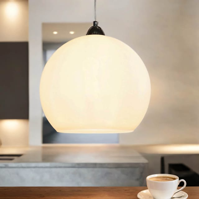 Licht-erlebnisse - Hängelampe Mit Glasschirm In Weiß