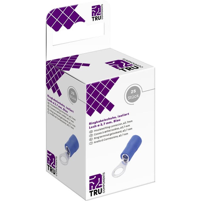 Tru Components - T2010c288 Ringkabelschuh Querschnitt (max.)=2.5 Mm² Loch-ø=3.7 Mm Teilisoliert Blau