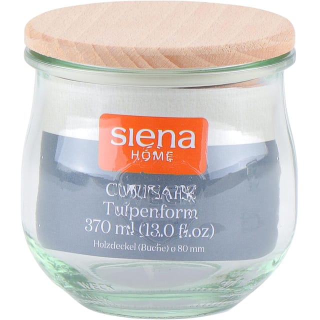 Siena Home - Tulpe-glas 'cucinare' Hd 370 Ml Weck-glas, Buchenholz-deckel