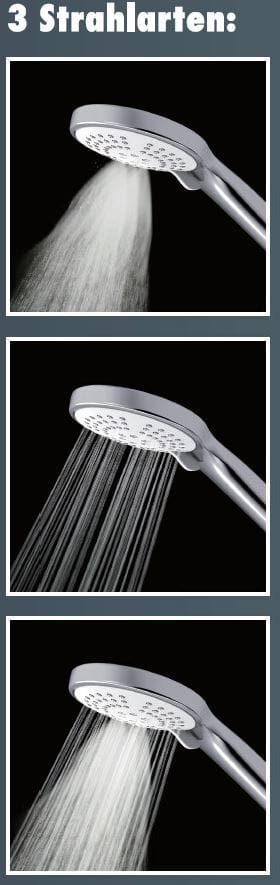 Primaster - Handbrause 3 Strahlarten Water Move Chrom-weiß Wassersparend Duschbrausen & -köpfe