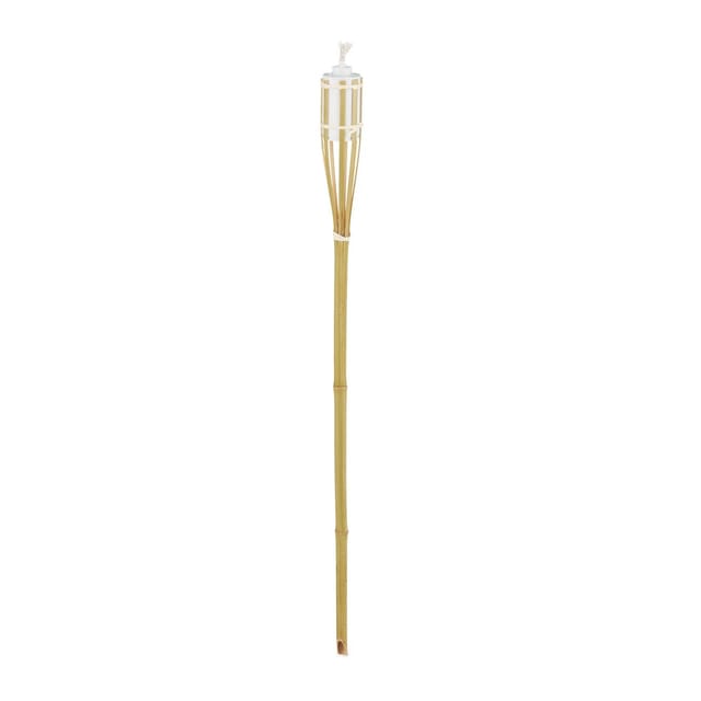 Relaxdays Gartenfackel 10er Set, Feuerfackel Aus Bambus, Hxd: 90 X 6 Cm, Nachfüllbare Ölfackel, Mit Ersatzdocht, Natur